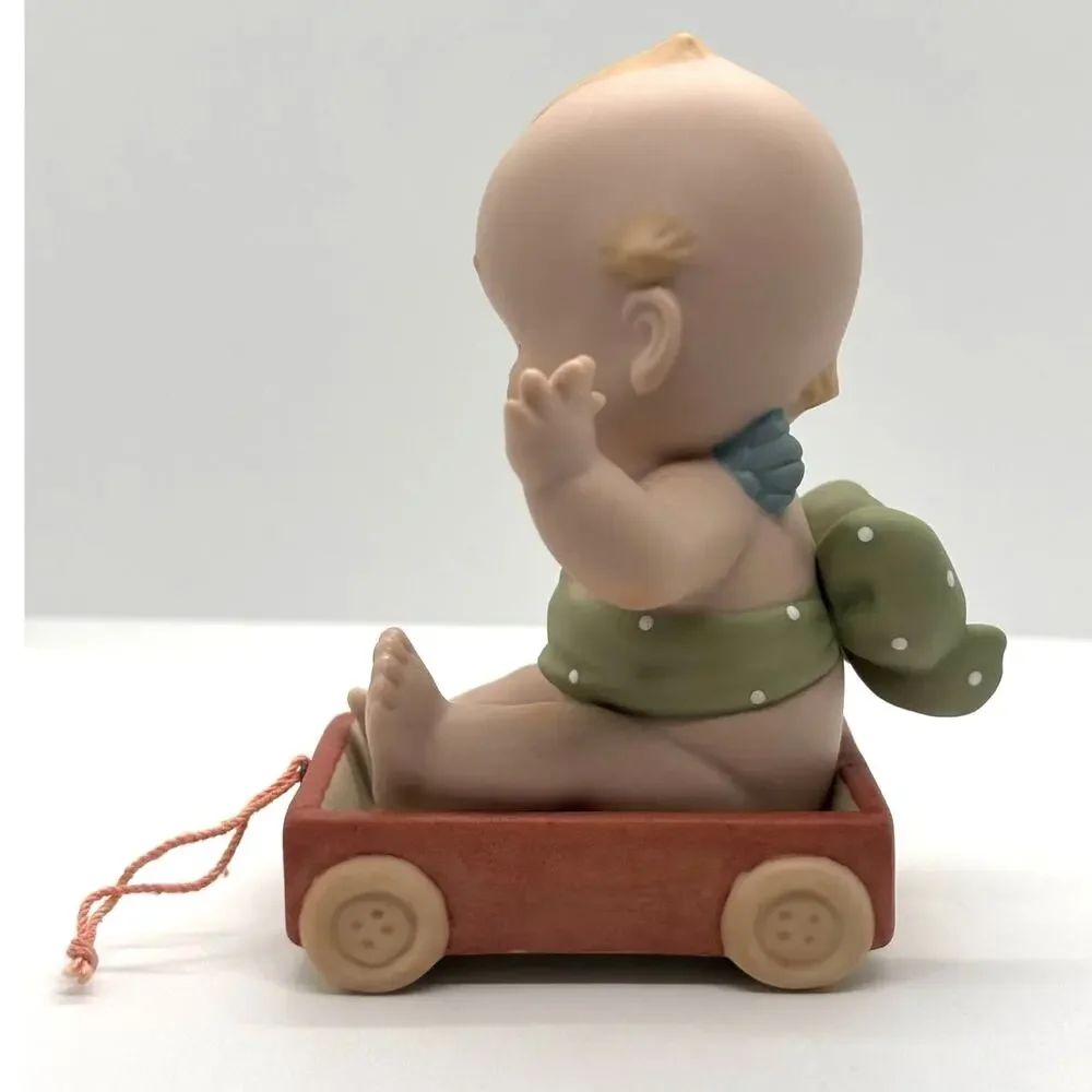 VTG 1993 Enesco, Rose O'Neill Porcelain Kewpie Doll, Match Box Wagon w/Box & Tag